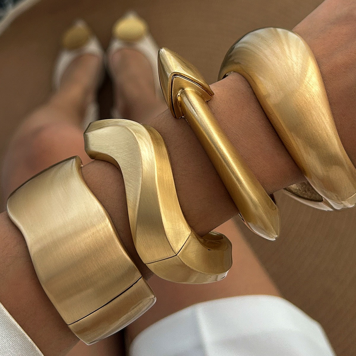 Chunky Gold Statement Bangle Bracelet