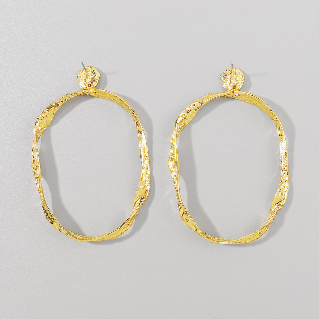 Textured Gold Oval Hoop Earrings