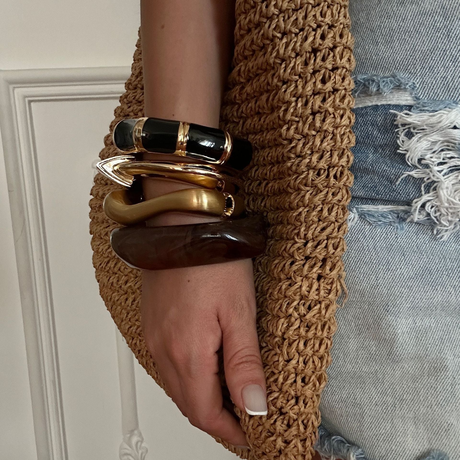 Luxe Bold Geometric Bangle Set 4